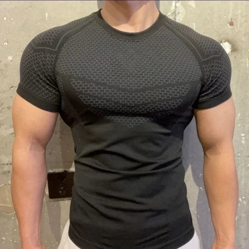 Men'S Quick-Dry Top Gym T-Shirt Workout Training Fitness Short Sleeve Slim Fit Athletic Tops Breathable Sports T-Shirt Clothing