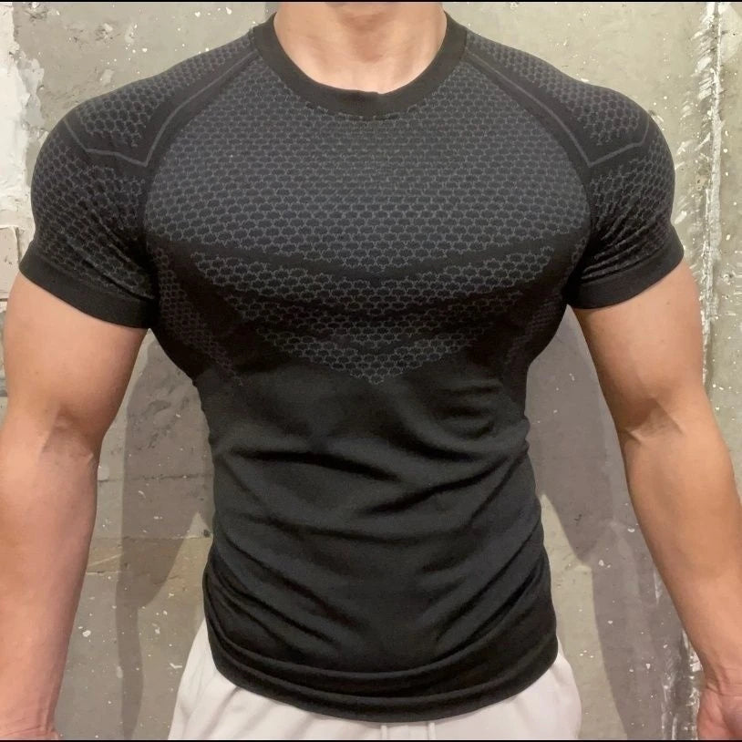 Men'S Quick-Dry Top Gym T-Shirt Workout Training Fitness Short Sleeve Slim Fit Athletic Tops Breathable Sports T-Shirt Clothing